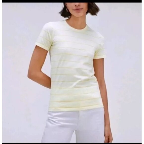 Everlane Tops - NWT Everlane The Organic Cotton Crew Tee Women's Yellow Striped T-shirt Medium